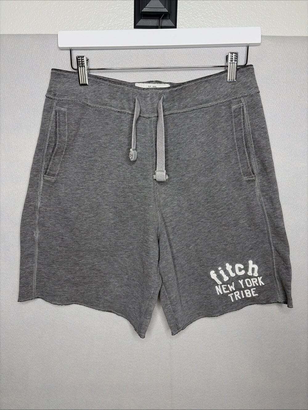 VTG Abercrombie & Fitch Gray Fleece Shorts YOUTH XL Spellout Logo Sweat Shorts